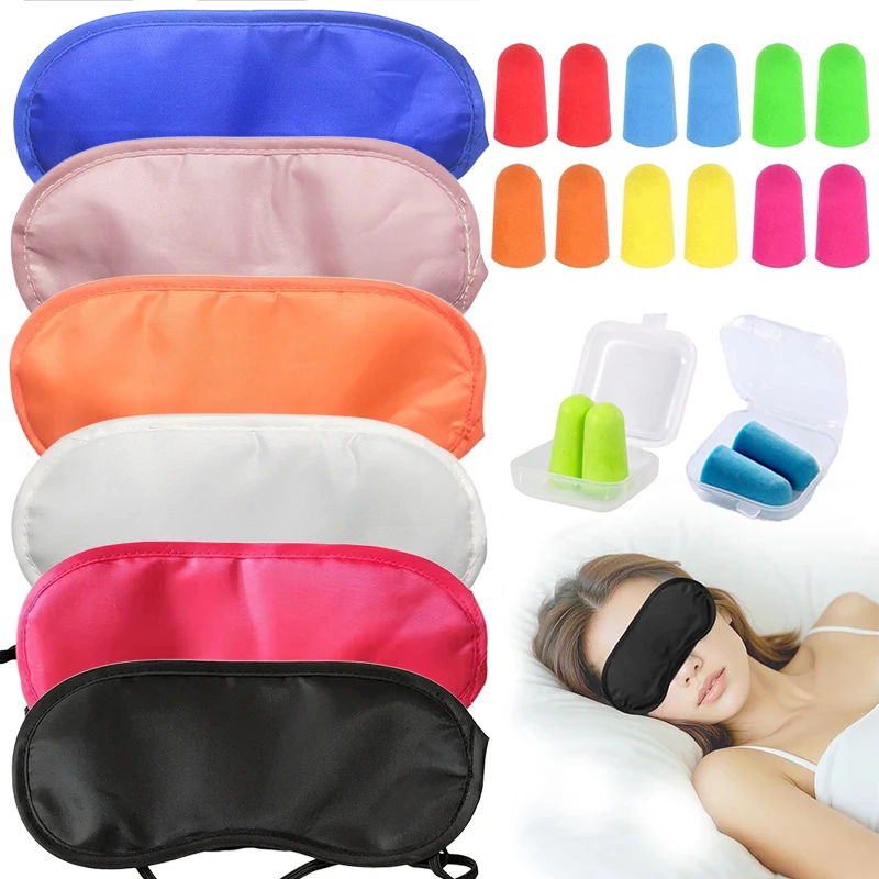 Eye Mask Earplug Set Household Sleep Products Bulk Polyester Shading Breathability Eye Mask Noise Reduction Sponge Earplugs TMZ