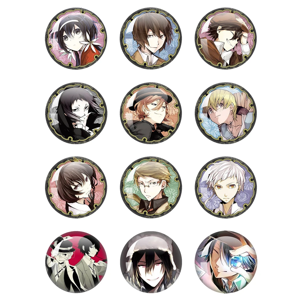 Japan Anime Bungo Stray Dogs 12mm/16mm/18mm/20mm/25mm Round Photo Glass Cabochon Demo Flat Back Making  Findings