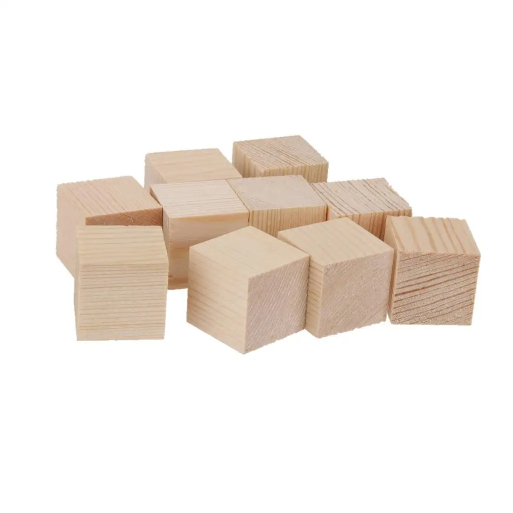 10pcs 1 inch Wooden Cubes Unfinished Wood Blocks Crafts, Wooden Cubes, Wood