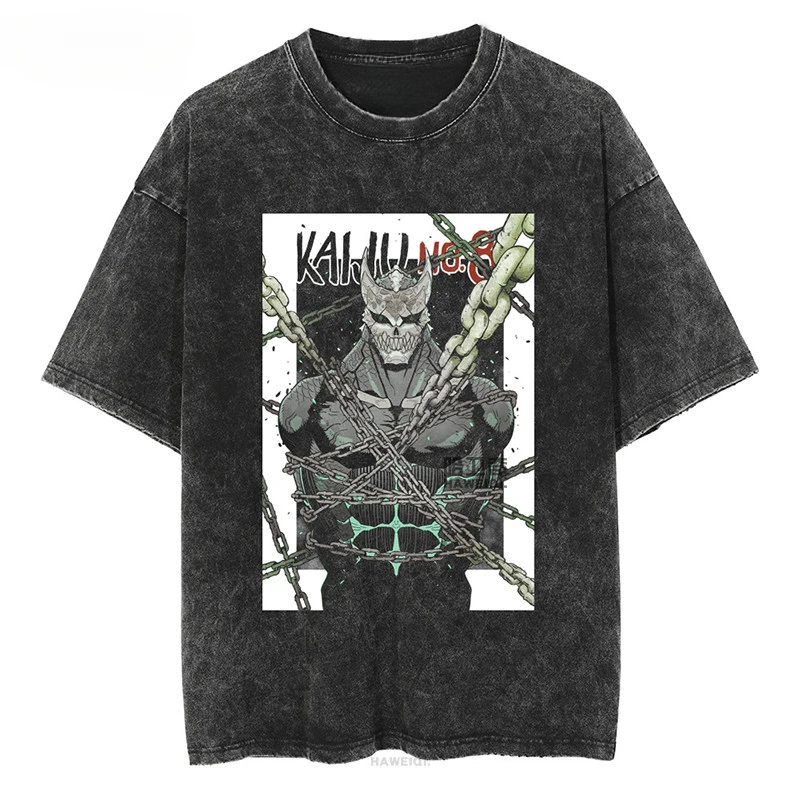 Y2k KAIJU NO.8 T-Shirt - Nihibun Karafuka Collection - Short Sleeve T-Shirt with Vintage Washed and Weathered Finish