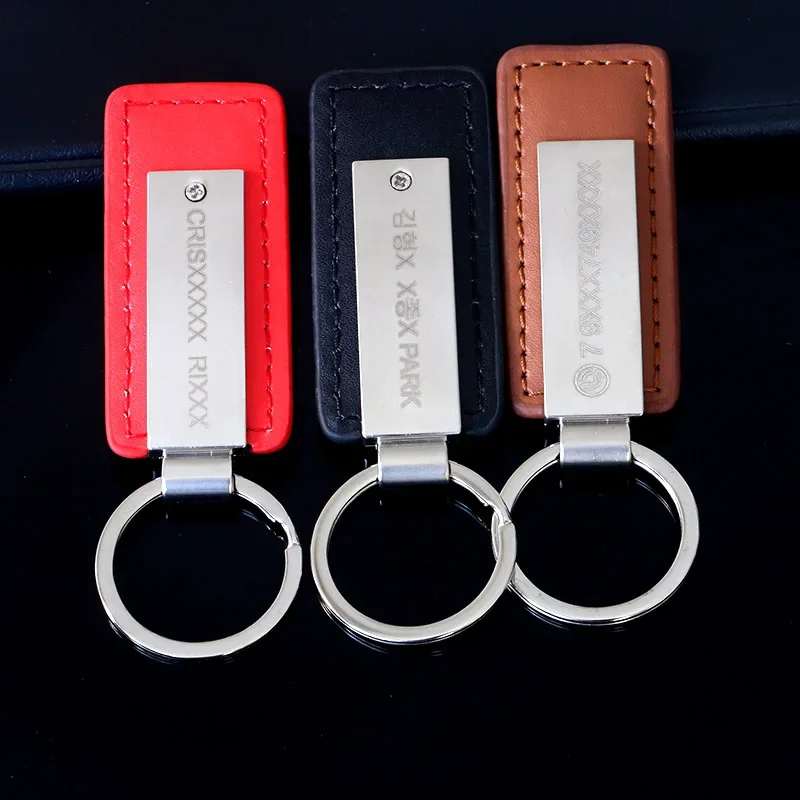 Leather Keyring Custom Keychain   for Car Anti-lost  Phone Number  Name for Keychain for Women Key Chains Personalized Keychain