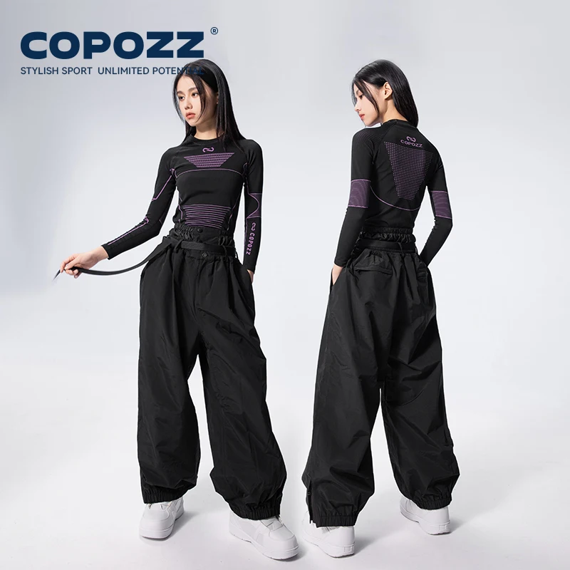 COPOZZ Thicken Winter Ski Pants Men Warm Snow Trousers Winter Ski Snowboarding Pants Windproof Waterproof Outdoor Snow Pants