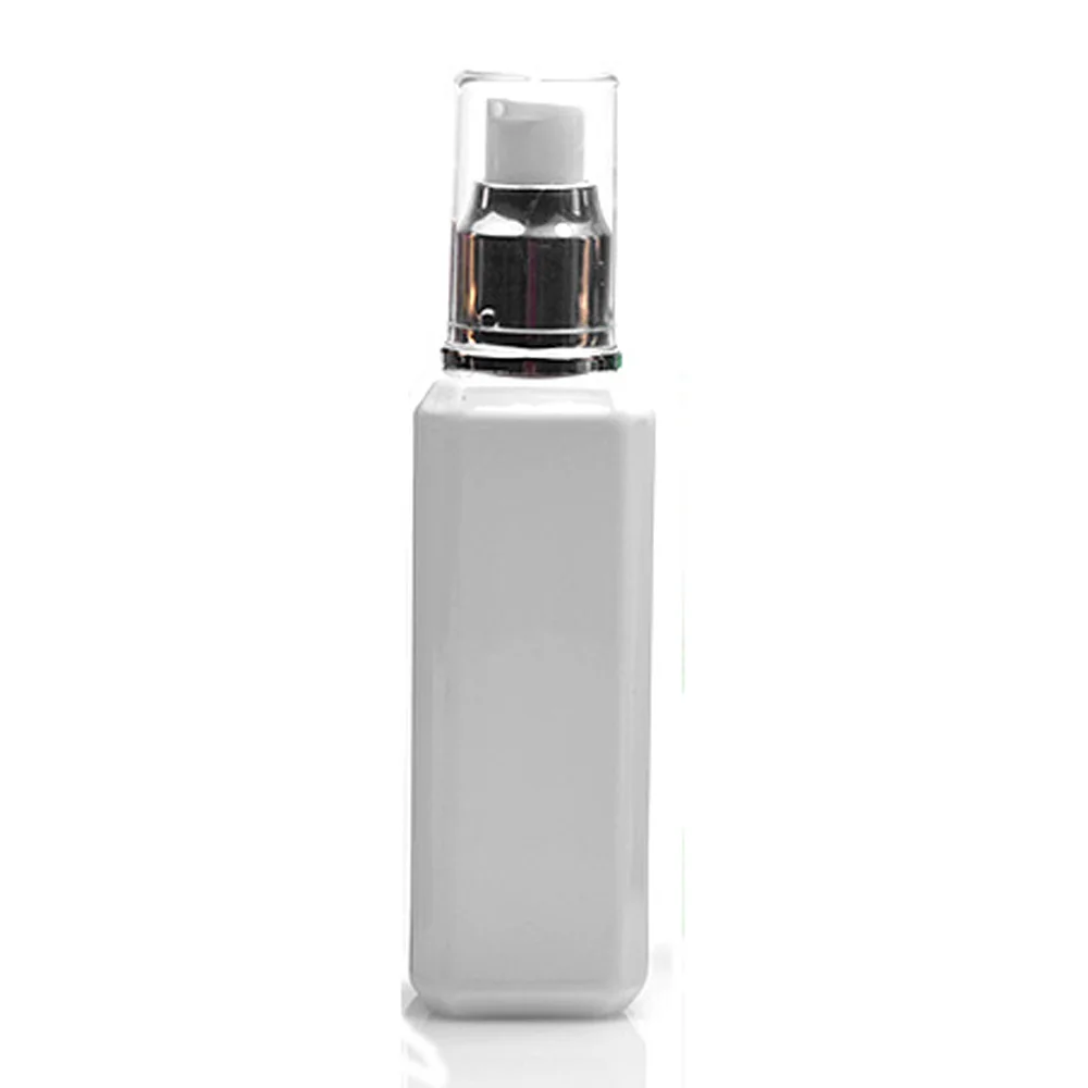 3pcs/pack 100ml 6 color available Square Refillable Squeeze PET Portable plastic lotion bottle with alumite silver color pump