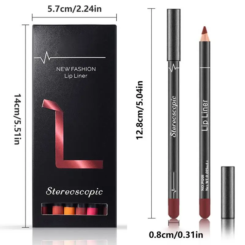 12Pc Matte Lipvoeringen Set Matte Lipliner Potlood Lippenstift Set Pen Waterdicht Langdurig Gladde Natuurlijke Lipliner Pen Make-Up