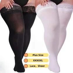 Donne Plus Size calze Sexy grasse Top in pizzo cinturino in silicone calze di pizzo alla coscia antiscivolo calze da discoteca regalo erotico femminile