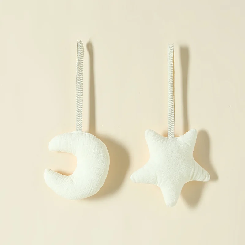 100% Cotton Gauze Baby Stroller Rattle Pendant-Star&Moon Wind Chime Bed Bell,Soft Skin-Friendly,Soothing Sleep Toy for Stroller view 2