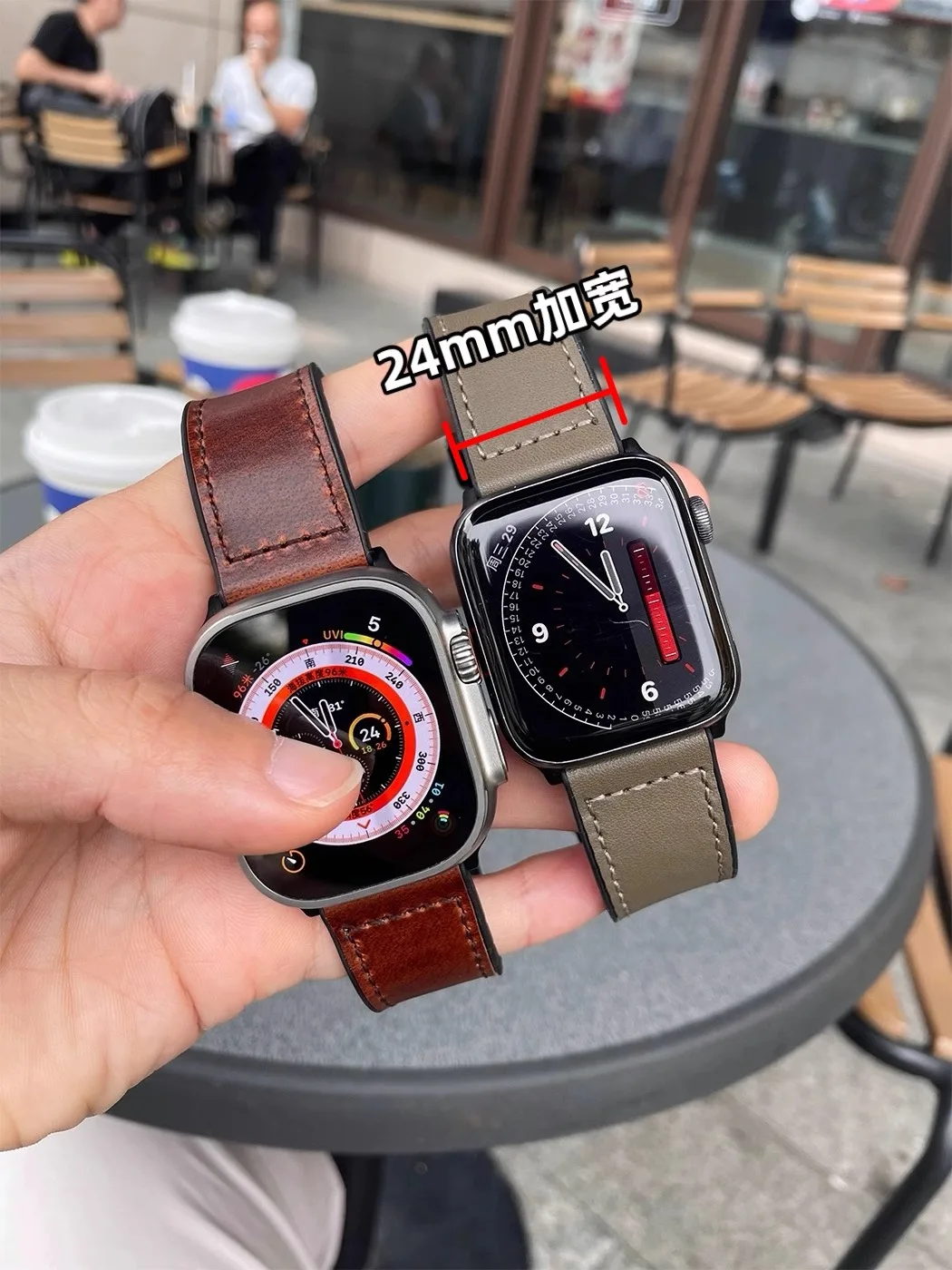 Kake 24mm widened for iwatch strap magnetic buckle iwatch genuine leather silicone s987 male