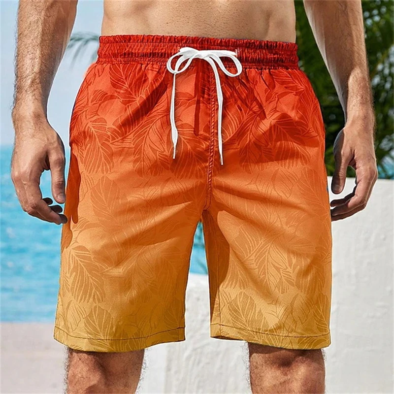 3D 인쇄 열대 식물 보드 반바지 남자 대형 서핑 Drawstring 비치 스포츠 바지 수영복 수영복 트렁크 아동 의류