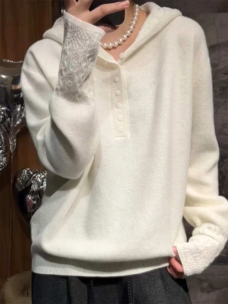 

Корейский Sle, высококачественная шапка, вязаный свитер, осень-зима, новая мода, топ для похудения больших размеров, женская одежда