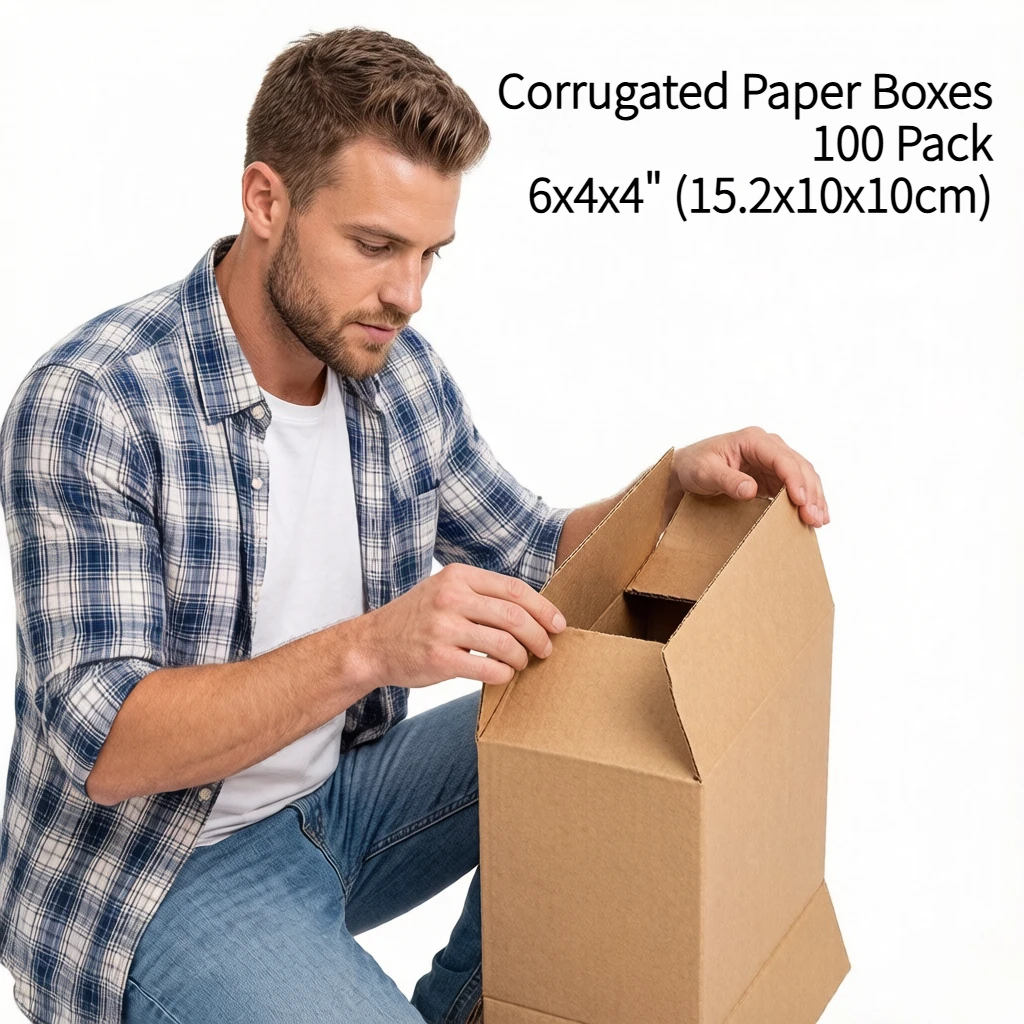 Corrugated Paper Boxes 100 Pack, 6x4x4