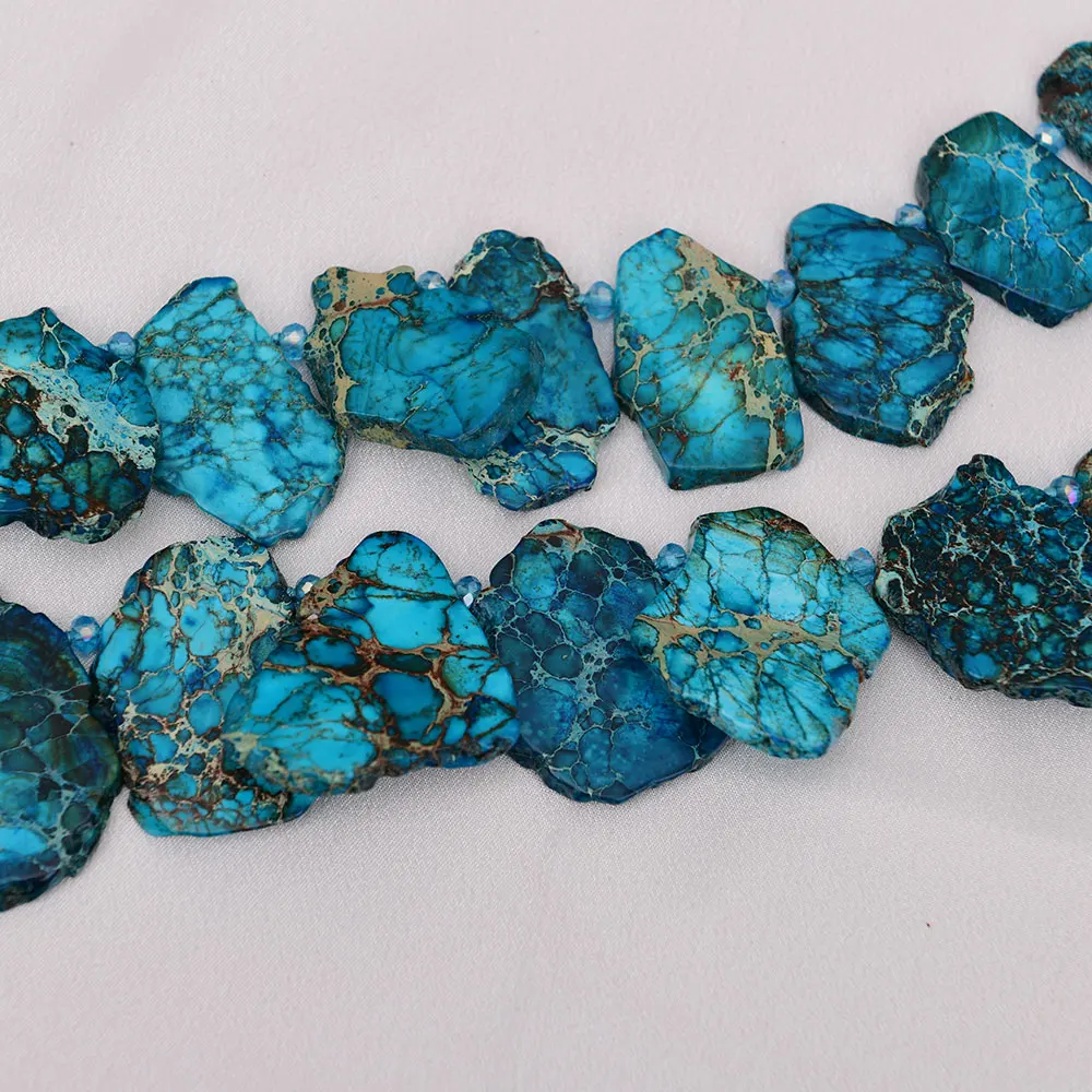 G-G 22'' 2 Rows Mix Color Blue Sea Sediment Imperial Jasper Crystal Necklace Handmade For Women