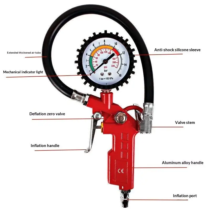 

1Pcs Pressure Gun Type For Air Compressor Car Motorcycle SUV Inflator Pumps Tire Repair Tools Universal Tire Pressure Gauge
