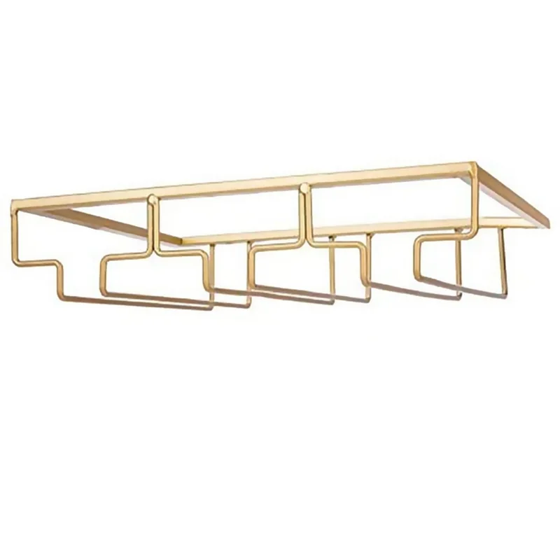 ABLP 3 Rows Wine Glass Rack Under Cabinet Stemware Holder Iron Wine Glass Organizer Glasses Storage Hanger for Bar Kitchen