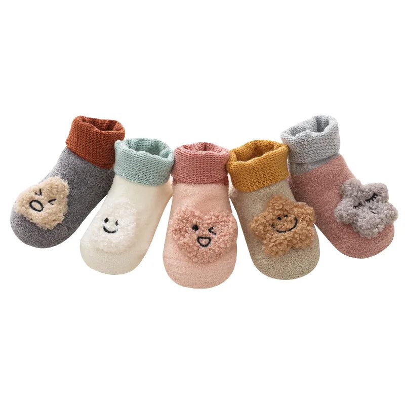 Baby Socks New Winter Baby Socks Thickened Non-slip Baby Wool Socks Newborn Medium Socks Cute