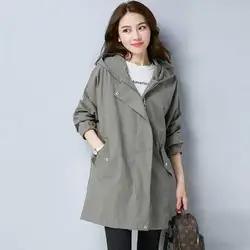 Women's Spring and Autumn New Splicing Hooded Zipper Pocket Fashion Solid Color Loose Minimalist Casual Long Sleeves Jackets