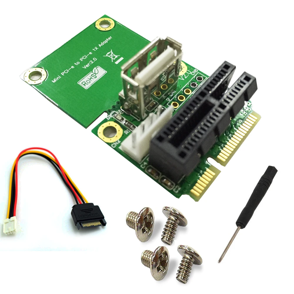 Adaptateur USB Mini carte PCI-E 1X à Half/Full, carte d'interface PCI Express avec 4 broches vers câble d'alimentation SATA