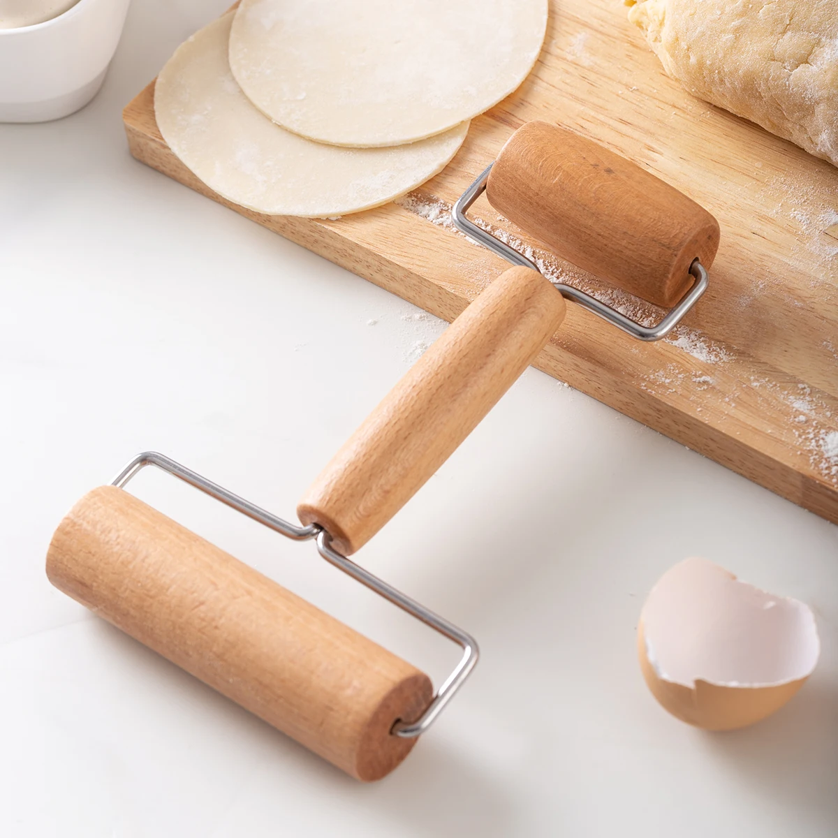1PC Maple Wood Double-Ended Rolling Pin; Solid Wood Labor-Saving Roller-Style Flour Stick; Roller-Style Dough Roller
