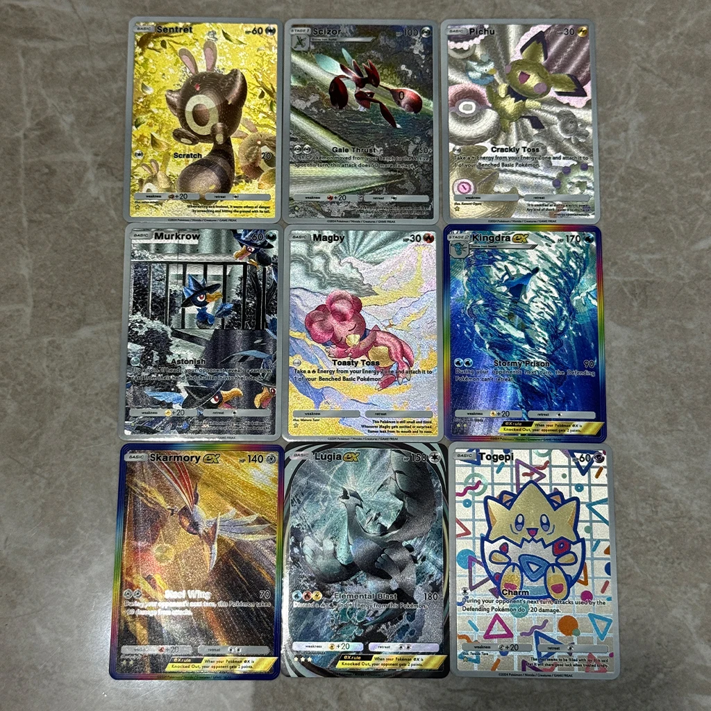 9 pièces/ensemble bricolage sagesse de mer et de ciel carte Pokemon de poche Ex Lugia Kingdra Sentret Skarmory Pichu carte de Collection de jeu Flash grossier