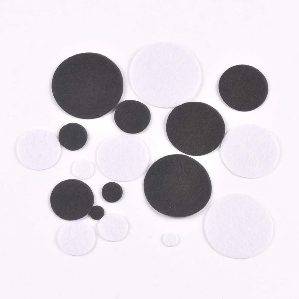 200Pcs Black White Round Felt Patches Apparel Appliques DIY Sew-On Clothes Decor Handmade Crafts Sewing Fabric Accessory 10-50mm