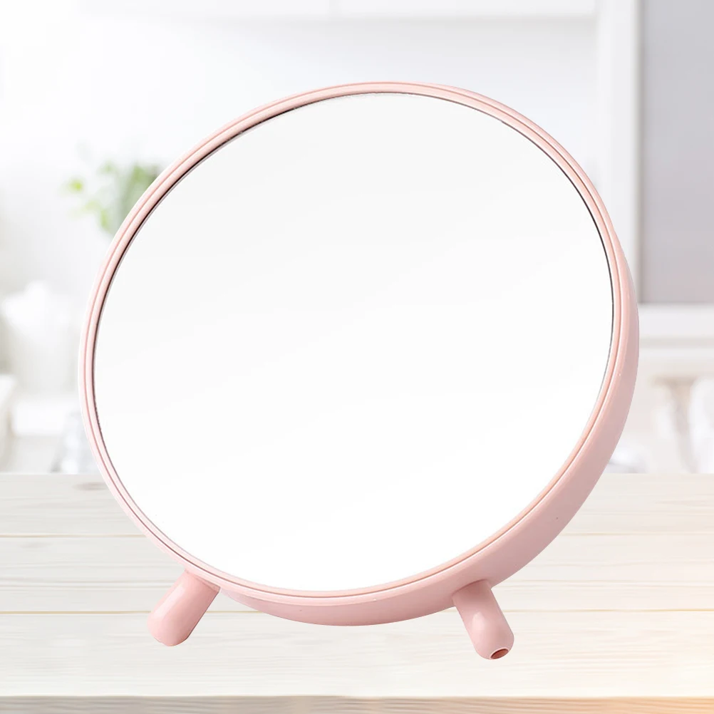 

Creative Round Desktop Mirror Pink Jewelry Organizer with Storage Box Triangle Stand Desktop Storage Vanity Mirror