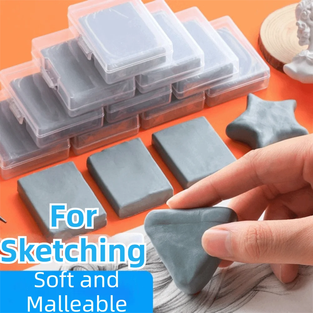 

4Pcs Soft Sketching Erasers Moldable Plasticization Kneaded Erasers Non-stick Hands Grey Plasticity Erasers Charcoal Pencils