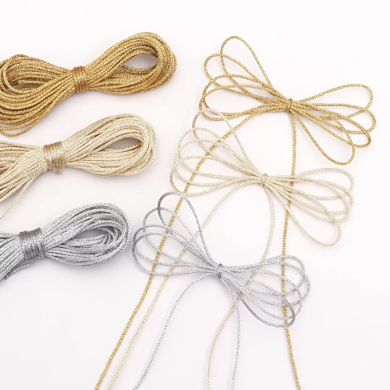 5 Meters Braided Metallic Cord Golden Silvery Multi-Color Rope for Gift Wrapping Craft