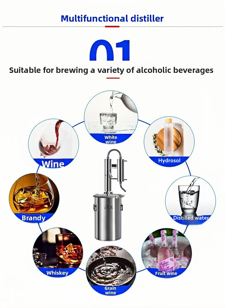 آلة تقطير الزيوت العطرية النقية الندى الخمور النبيذ الفاكهة معدات تخمير الفولاذ المقاوم للصدأ شبه التلقائي