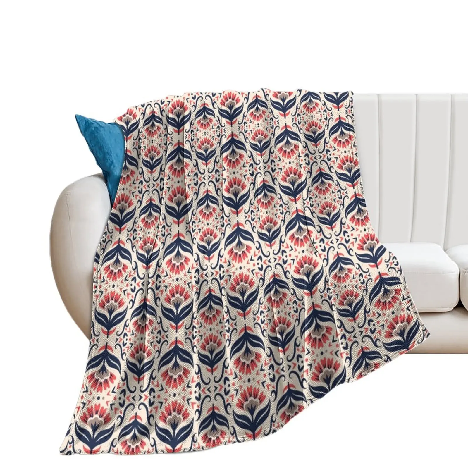 

SCANDINAVIAN FOLK ART FLORAL PATTERN DESIGN (Duvet, Clothing, Book, Pillow, Sticker, Case, Mug etc) Throw Blanket