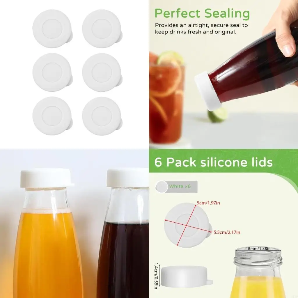 J6PE Pack of 6 Silicone Caps Milk Bottle Silicone Plugs for Milk Bottle