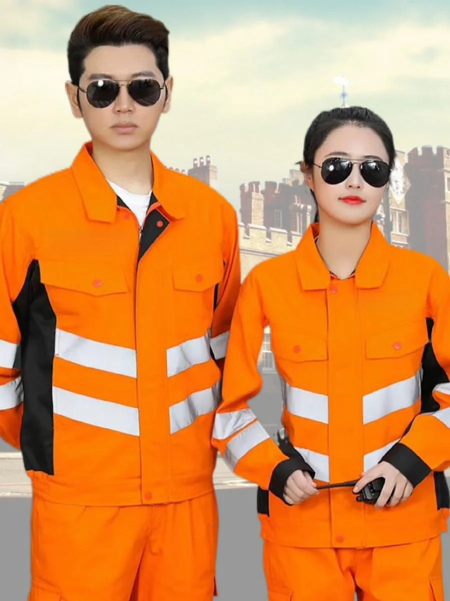 

Anti-Static Long Sve Work orm Men's Reflective Strip Construction Set Road Engineering eenery Maintenance Outfit