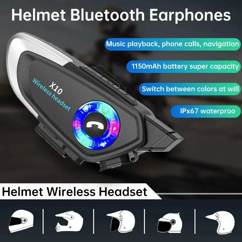 

Наушники для мотоциклетного шлема X10, смешивание, домофон, обмена музыки, повторет напрямую, подсветка можно подключить