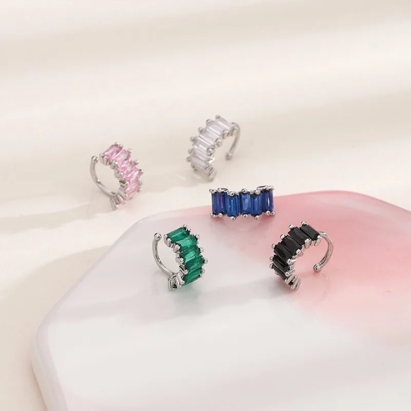 Irregular Square Zircon Ear Clip Earrings for Women