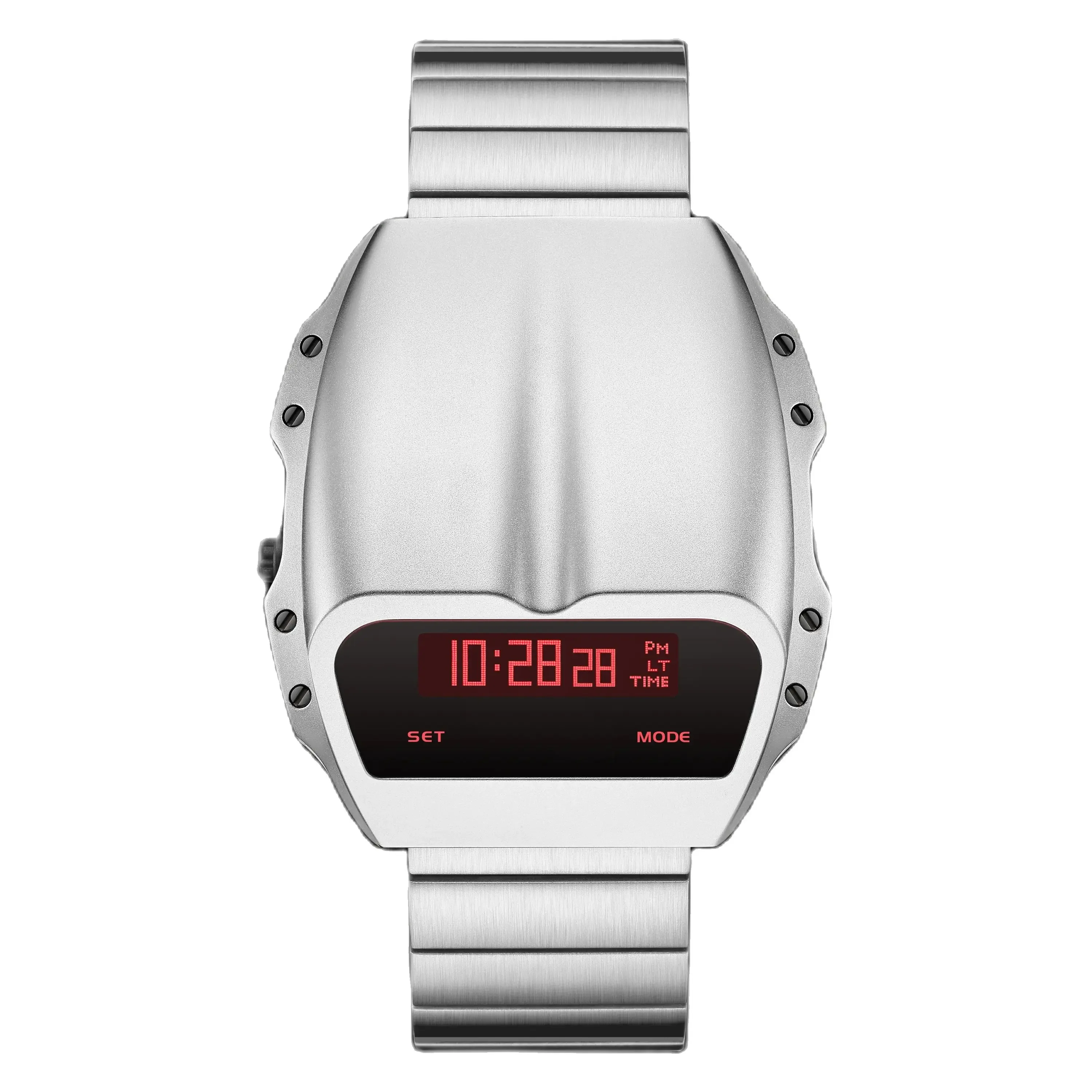 IB DESIGN Unique Metal Watches Retro Digital BENLY Watches For Men Retro-futuristic Punk Fashion Led Electronic Watches X7000