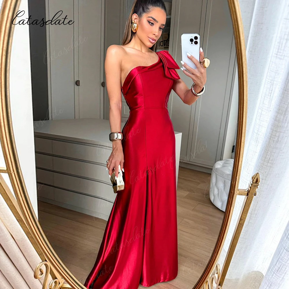 Catasdate Long Party Dress One Shoulder Evening Dress for Women Formal Dresses for Special Events High Slit vestidos de festa