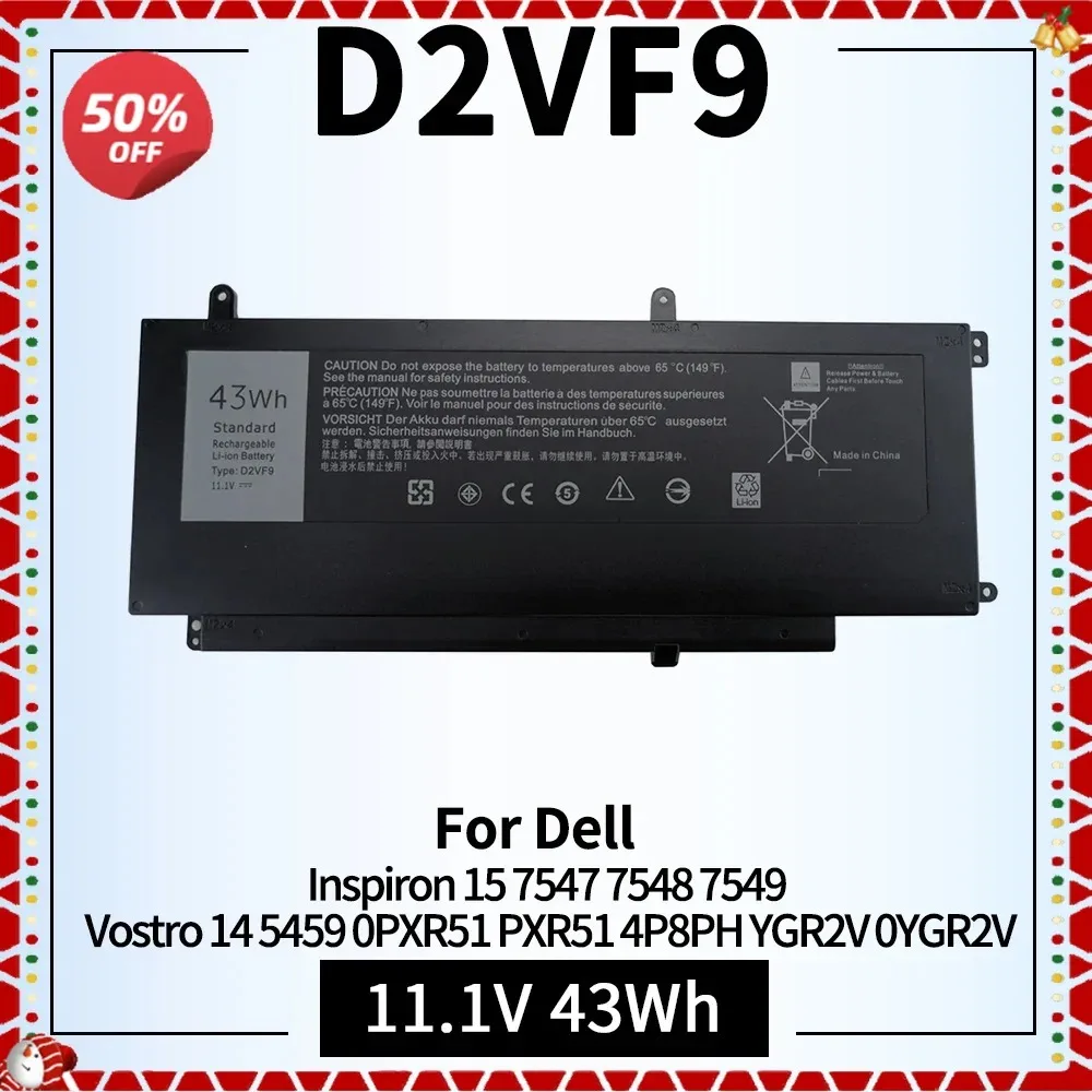 11.1V 43Wh D2VF9 Laptop Battery for Dell Inspiron 15 7547 7548 7549 Vostro 14 5459 0PXR51 PXR51 4P8PH YGR2V 0YGR2V Li-ionBattery