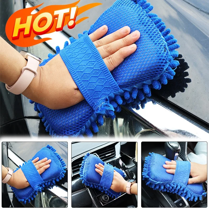 

Губка для мытья автомобиля без царапин, мягкий синель, блок из микрофибры, мощная чистка, супервпитывающая для автодетализации, уход без ворса