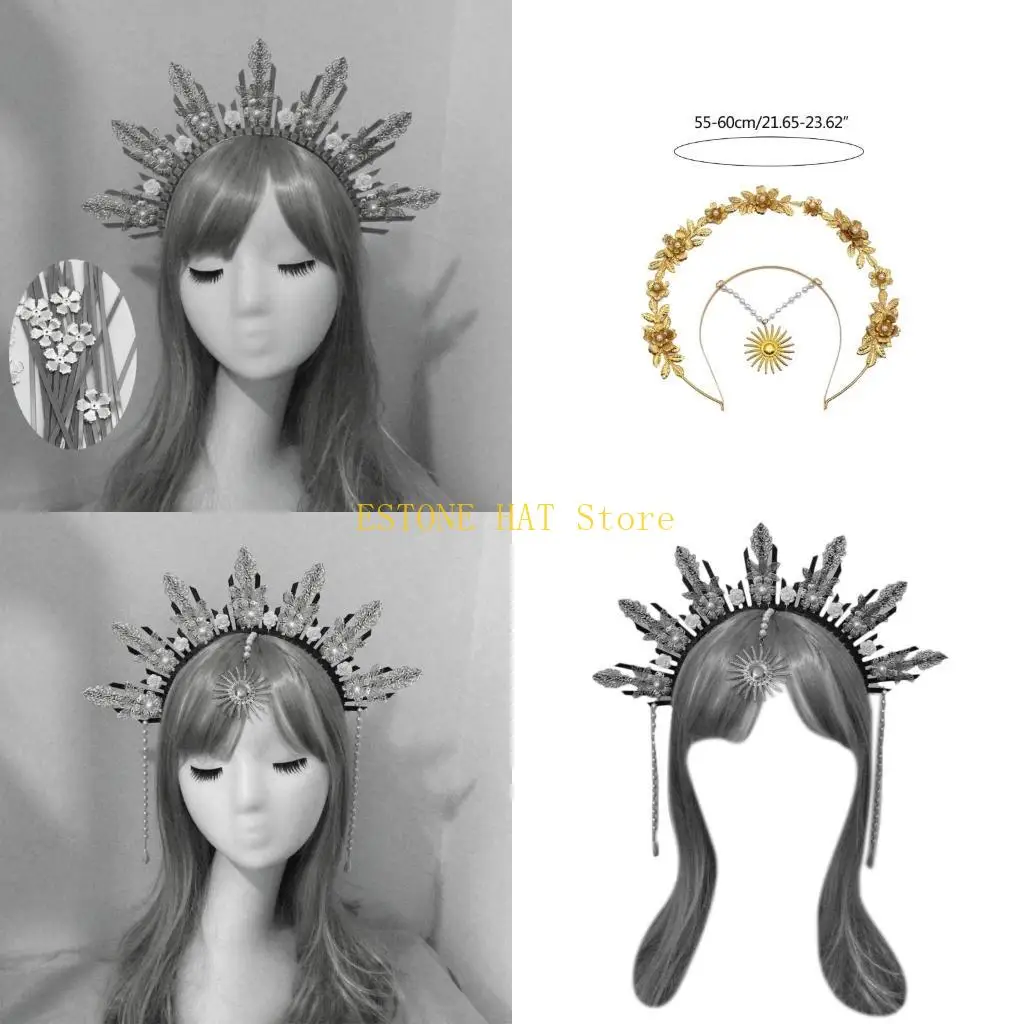 

49MF DIY Жемчужина Crown Hair Hoop Vintage Accessories Hair Accessories для барокко свадебной повязкой на голову.