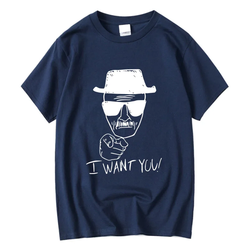 XIN  Men's 100% Cotton Short Sleeve T-shirt Breaking Bad M Design Customizable Hand-painted Clothing Fashionable Casual Wear