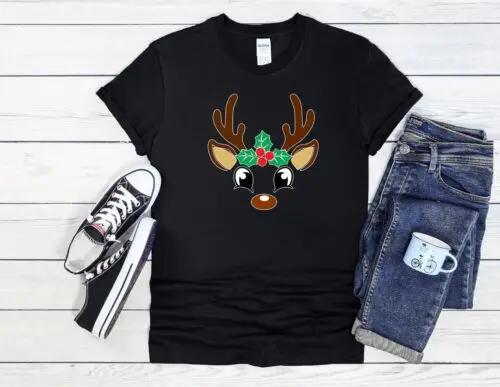 

Christmas Reindeer Men Women Jute Bag Unisex Hoodie Baseball T Shirt Top 3601