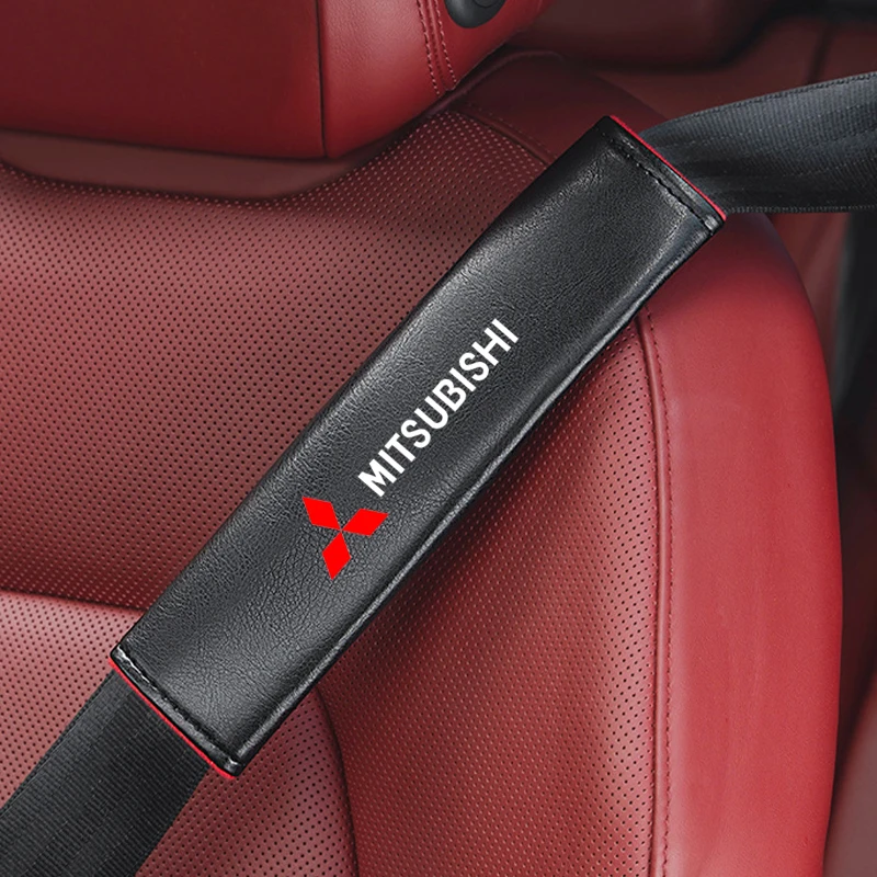 

2Pcs PU Leather Car Seat Belt Shoulder Cover Pads For Mitsubishi ASX Lancer EVO Pajero Outlander L200 Lancer Car Accessories
