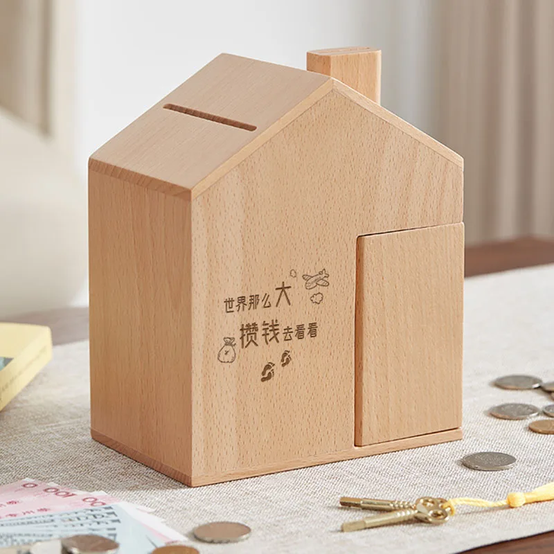 

Wooden Anime Money Boxes Euro Coin Gift Adult Family Children Secret Small Kids Safe Lucky Piggy Bank Mini Cofre Home Products