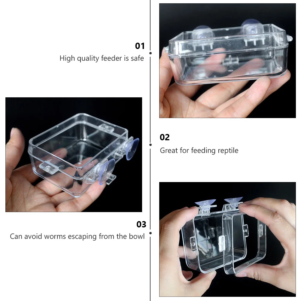 

2Pcs Transparent Reptile Water Basin Anti-Escape Feeder for Lizard Gecko Snake Spider Iguana Pet Feeding Bowl Safe Solid