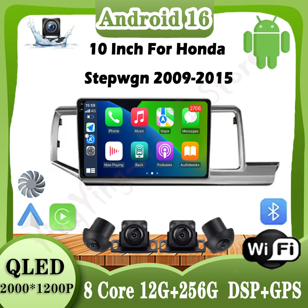 

10 Inch For Honda Stepwgn 2009-2015 Car Multimedia Player 4G WlFl Carplay QLED Screen Radio Stereo GPS Navigation DSP BT