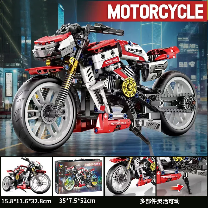 Motocicleta de juguete para niños, regalo Compatible con estilo Lego, bloques de construcción de bicicletas todoterreno, modelo de ensamblaje, construcción móvil para niños y adultos