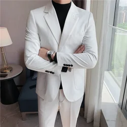 Men's Business Casual Blazer White Black Slim Fit Suit Jacket Wedding Party Dress