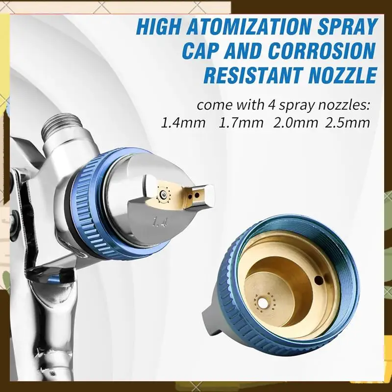

HVLP Gravity-Fed Air Spray-Gun With 1.4/1.7/2.0/2.5 Mm Nozzles And 650 Cc Mixing Cups, Automotive Paint Sprayer-ABNJ