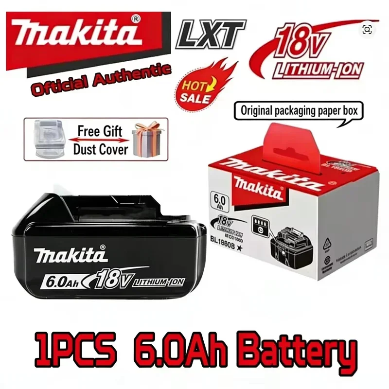 

100% оригинальный аккумулятор Makita, 18В 6.0Ач, замена аккумуляторов Makita BL1830BL1840BL1850BL1860B, аккумулятор для электроинструмента.