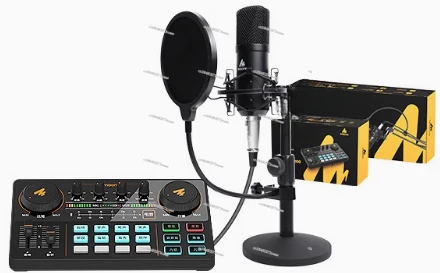 AM200 Singing Sound Card for Live Show Equipment Full Set of Mobile Phone Karaoke Dedicated Recording Computer Microphone