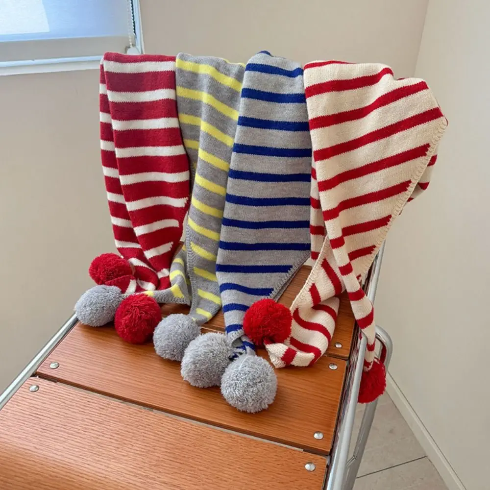 

Classic Plaid Triangular Knitted Shawl Thicken Long Wool Scarf Korean Style Warm Stripe Scarf Student