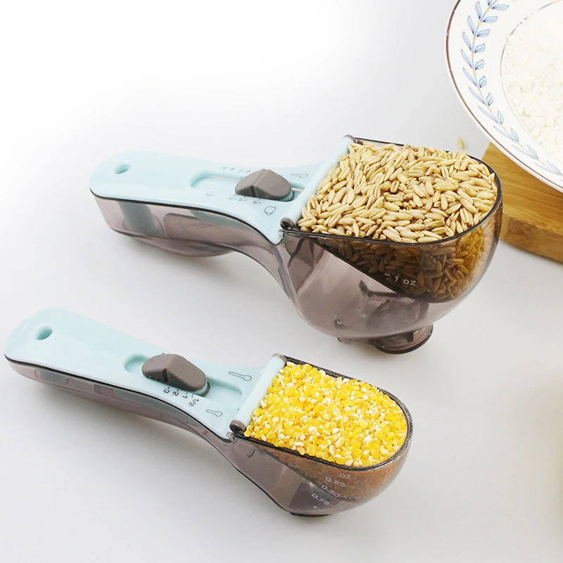 

2pcs/set Adjustable Measuring Spoon Measuring Tool with Weight Scale Measuring Scoops Cups for Baking Kitchen Accessories